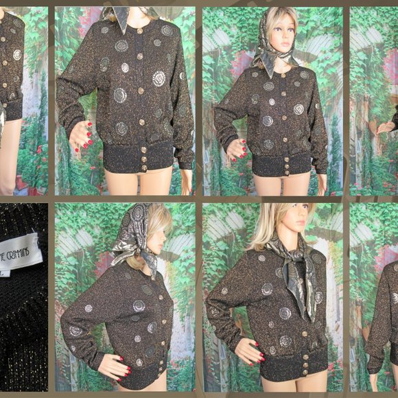 UMI Collections Anne Crimmins black & gold metallic cardigan Gold metal buttons - Picture 15 of 15